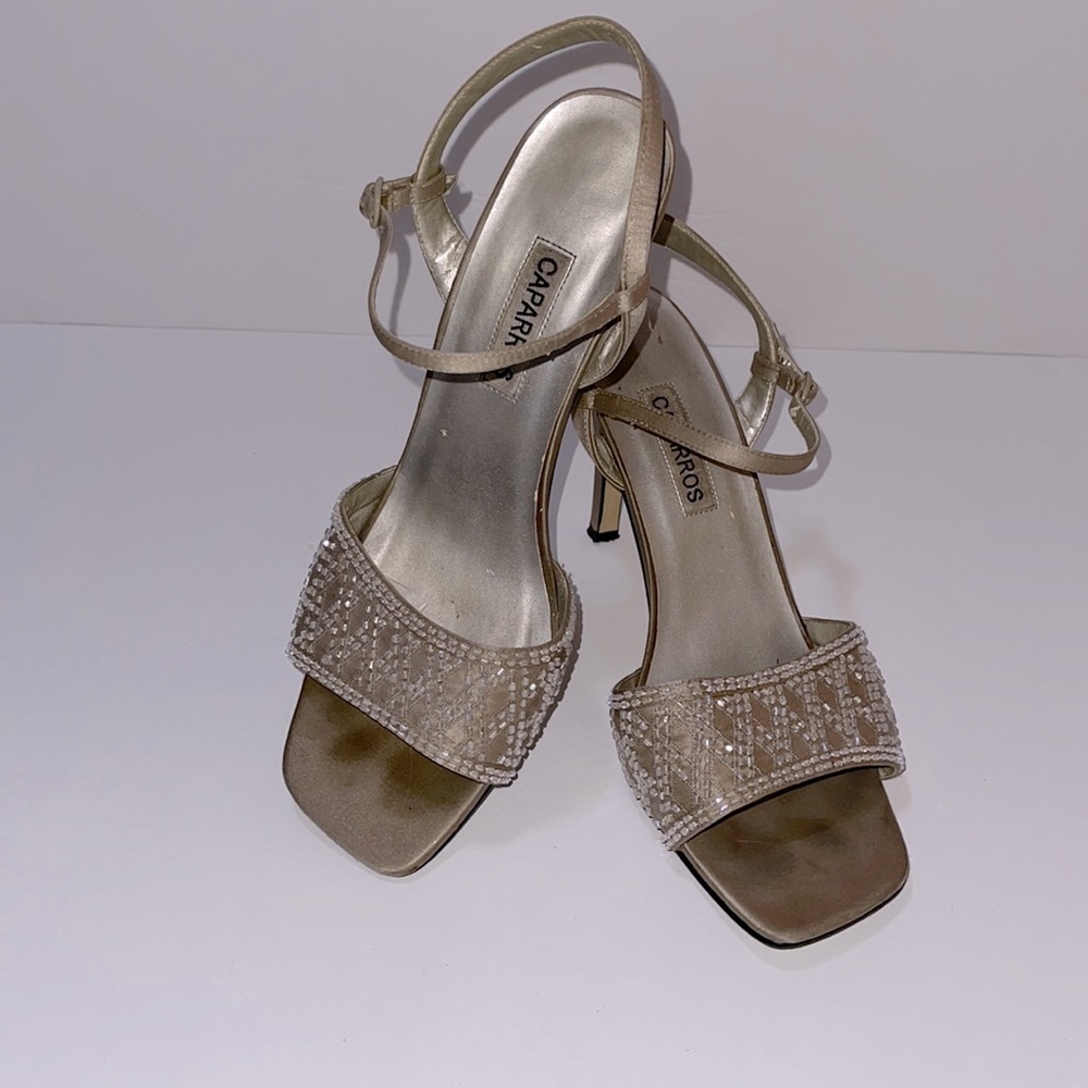 Gold Embellished Open Toed Heels